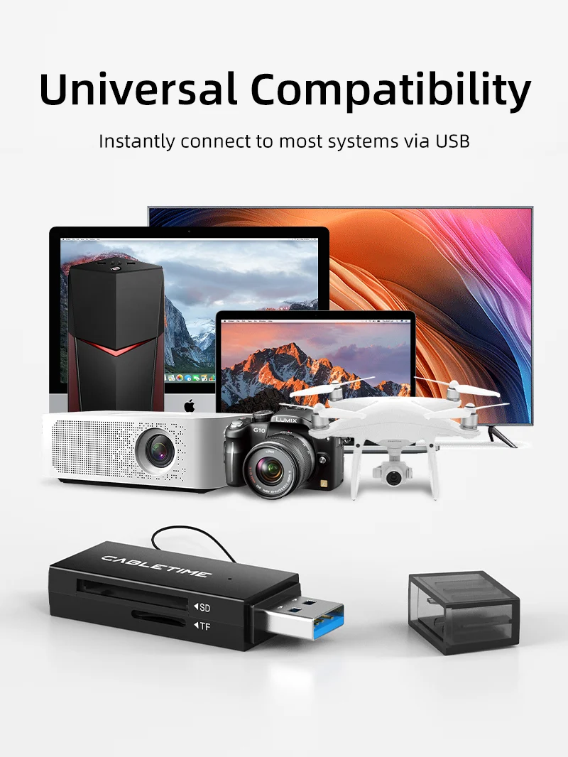 Portable USB 3.0 A to SD Card Reader