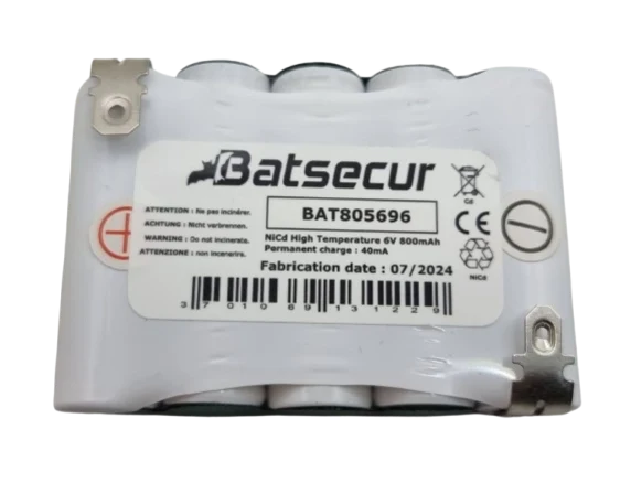 Batterie BAES 6V 800mAh NiCd Faston 805696 – 5VTAA Compatible URA Legrand Saft