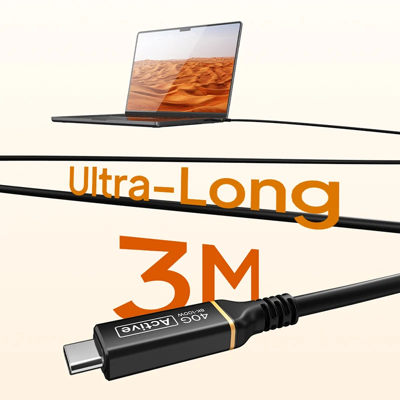 40Gbps Active USB4 Cable 100W 8K 60Hz 9.8 ft / 3m