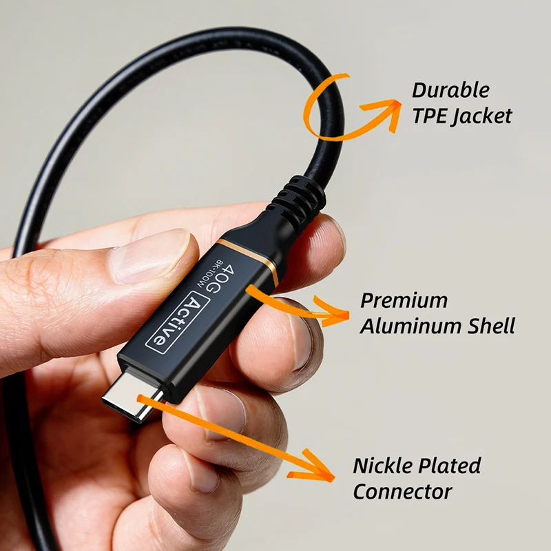 40Gbps Active USB4 Cable 100W 8K 60Hz 9.8 ft / 3m