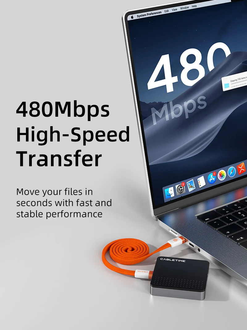 100W Magnetic USB-C Flat Cable 1m charging for iPhone 15/16/17 MacBook iPad Android Phone