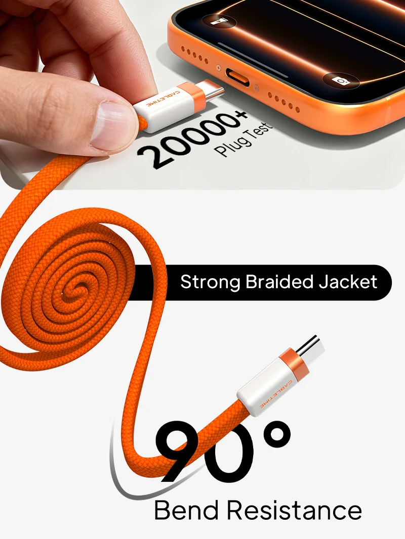 100W Magnetic USB-C Flat Cable 1m charging for iPhone 15/16/17 MacBook iPad Android Phone