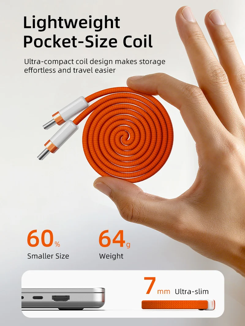100W Magnetic USB-C Flat Cable 1m charging for iPhone 15/16/17 MacBook iPad Android Phone