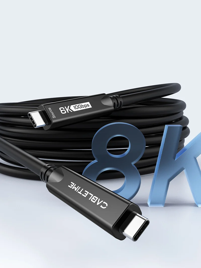 Long USB C Active Optical Cable AOC 60W 10GbpsG 8K60hz Video 5m 10m 15m