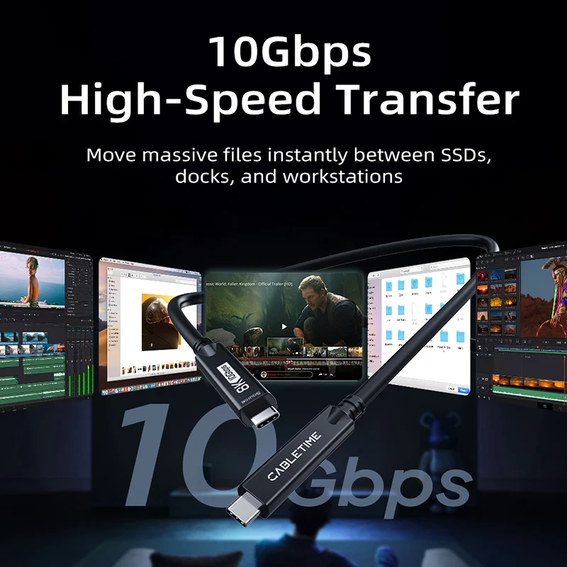 Long USB C Active Optical Cable AOC 60W 10GbpsG 8K60hz Video 5m 10m 15m