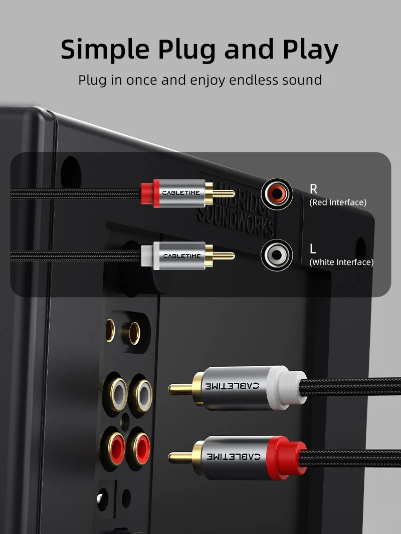 2RCA to 2RCA Stereo Audio Cable Male to Male for Home Theater Amplifier Hi-Fi System Car Audio Speaker