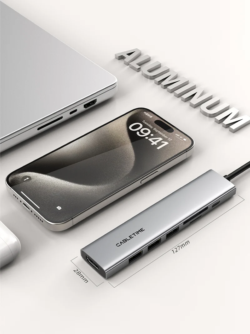 Ultra Slim Aluminum Multiport 7 IN 1 USB-C Hub for Macbook Pro