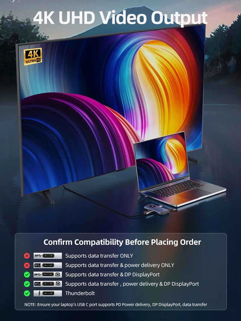 6 IN 1 USB C Multiport Travel Hub for iPad Android Tablet iMac