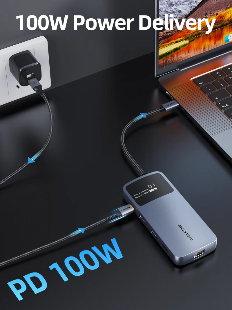 10 IN 1 8K USB C Hub for Dual 4K 60Hz Monitor