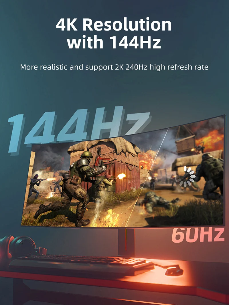 8K USB-C to DisplayPort 1.4 Adapter 4K 144Hz 2K 240Hz