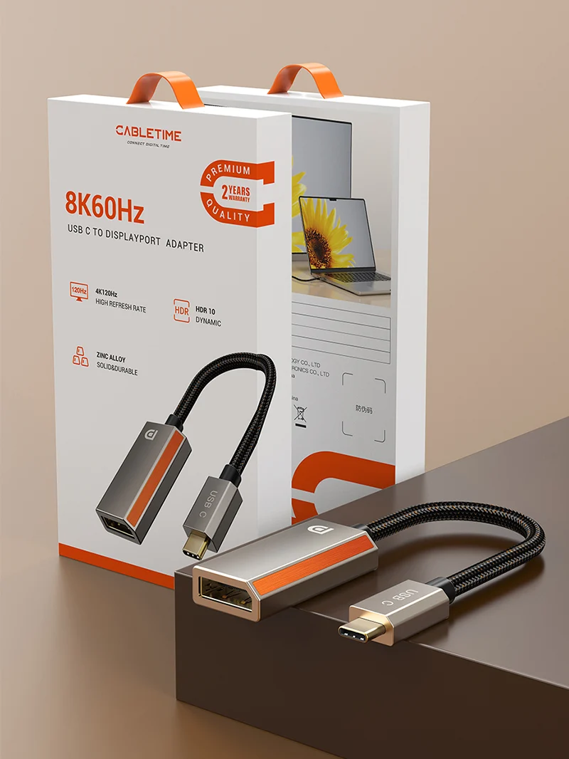 8K USB-C to DisplayPort 1.4 Adapter 4K 144Hz 2K 240Hz