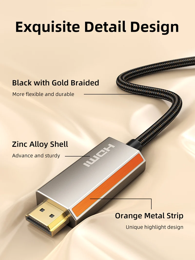 Zinc Alloy USB C Male to HDMI Male 8K Cable Cord 4K 120Hz for MacBook Pro