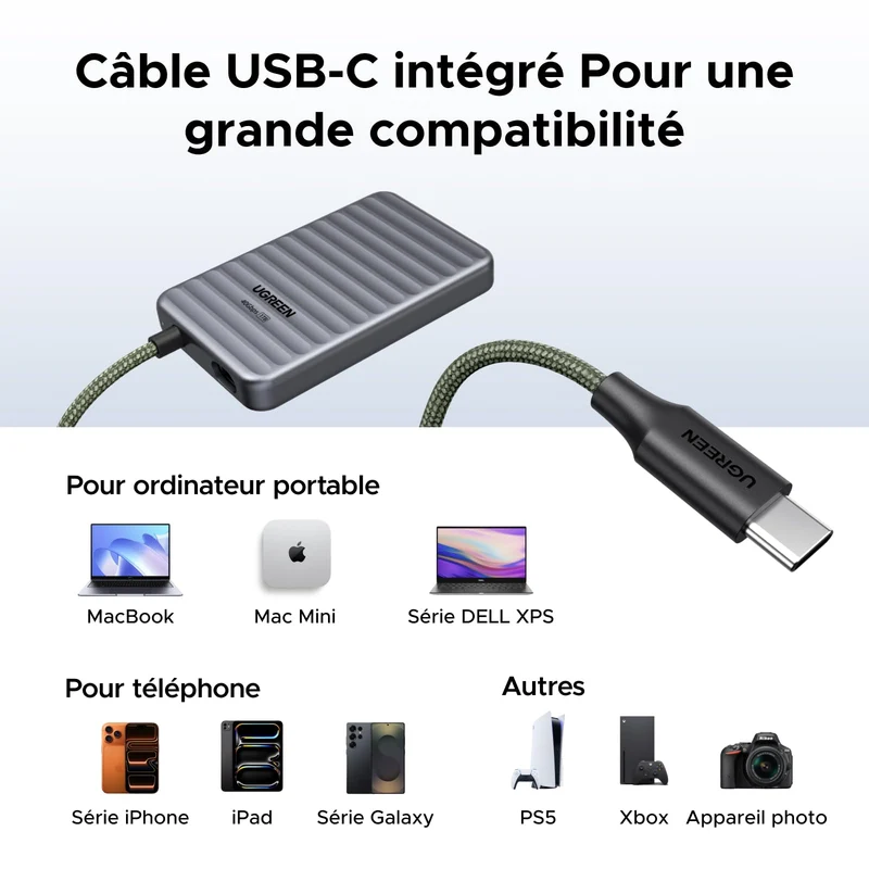 UGREEN NeoDrive Go SSD Portable 1TB Jusqu'à 4.000 Mops
