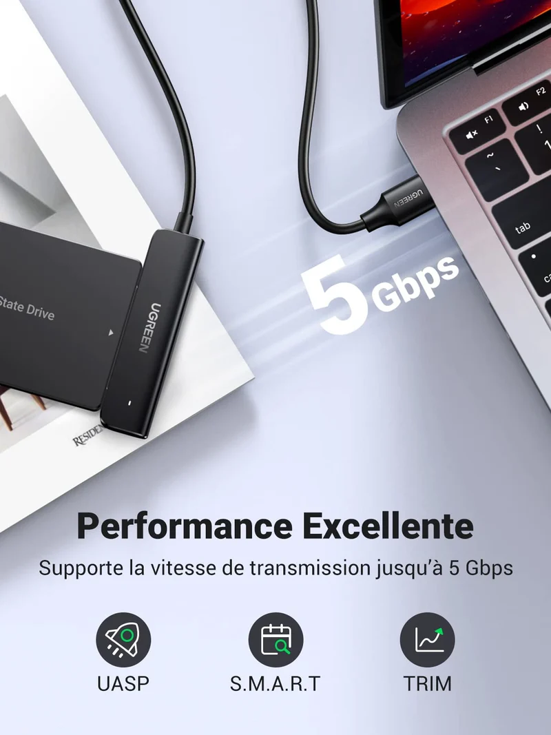 UGREEN Câble SATA USB 3.0 Adaptateur SATA USB pour Disques Durs 2,5 Pouces