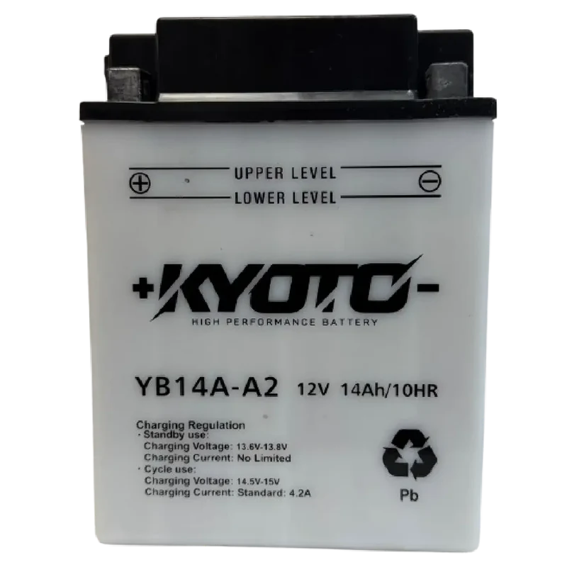 Batterie Moto KYOTO YB14A-A2 12V 14Ah – Conventionnelle avec Entretien avec Pack Acide