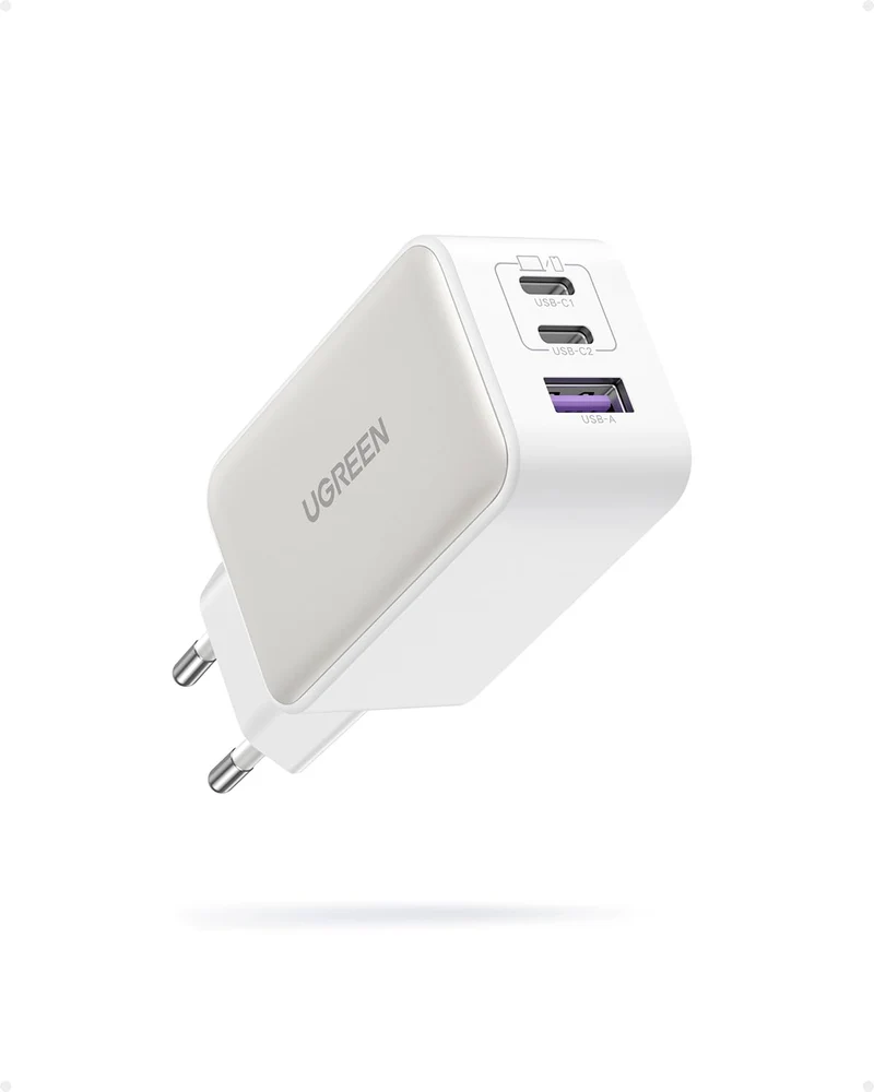 UGREEN Nexode 65W Chargeur USB C Rapide 3 Ports GaN Prise USB C (Blanc)