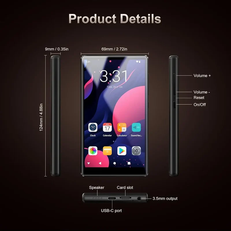 Android MP3/MP4 Player 13 - Screen 5" Touchscreen 96GB Bluetooth WiFi