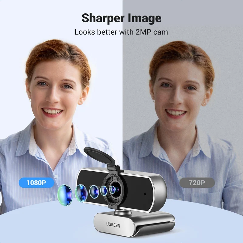 UGREEN Webcam Full HD 1080P 30FPS Caméra USB PC Mise au Point Fixe