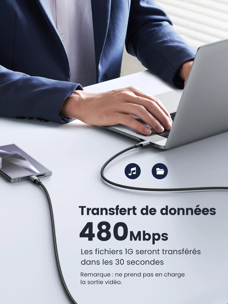 UGREEN Lot de 2 Câble USB C PD3.0 100W 5A 20V Charge Rapide (0,5M)