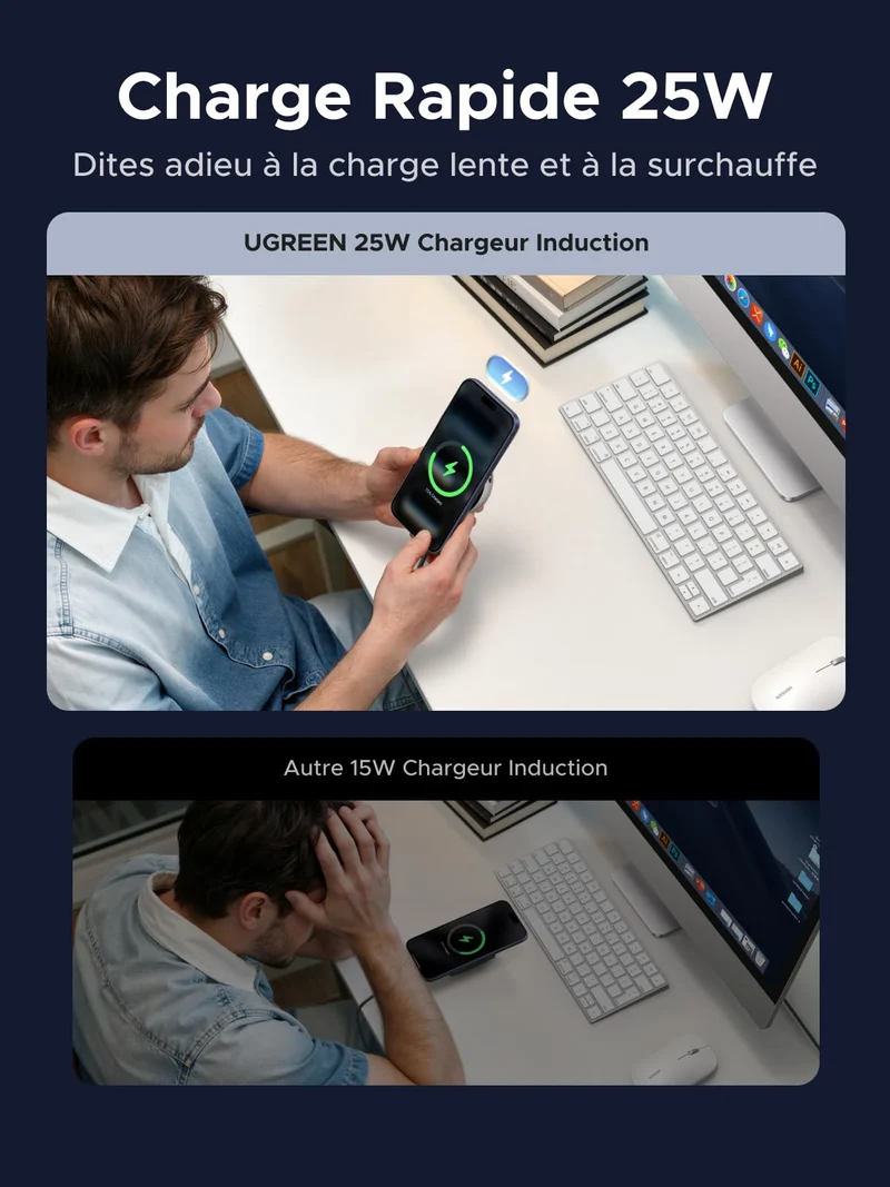UGREEN MagFlow Pro Chargeur Magnétique Sans Fil (Qi2 25 W, Système de Refroidissement Intelligent)