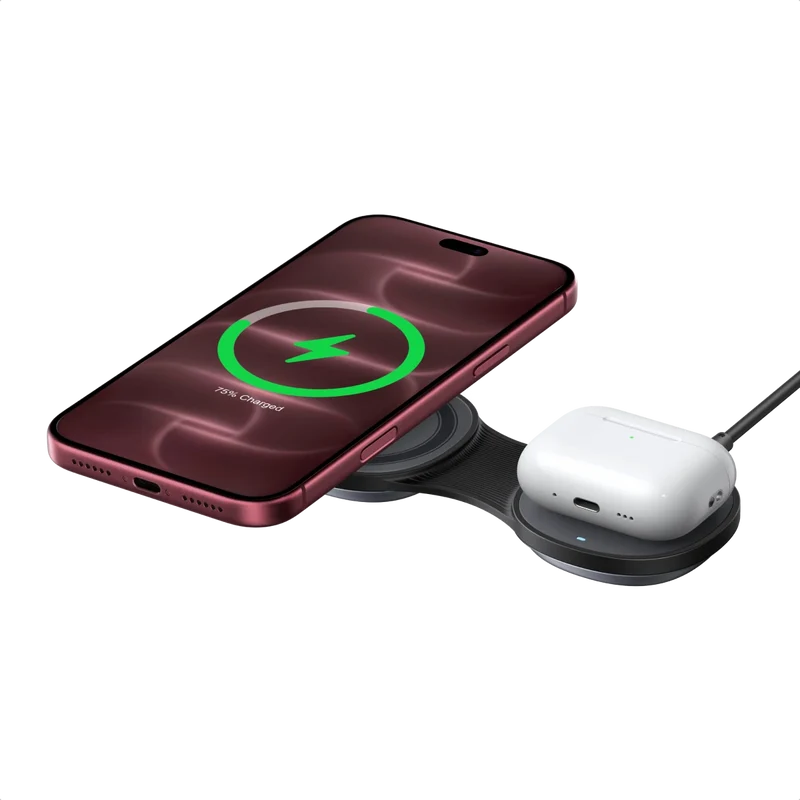 UGREEN MagFlow Chargeur Sans Fil Magnétique (2-en-1 Pliable, Qi2 25 W, Entrée USB-C 30 W)