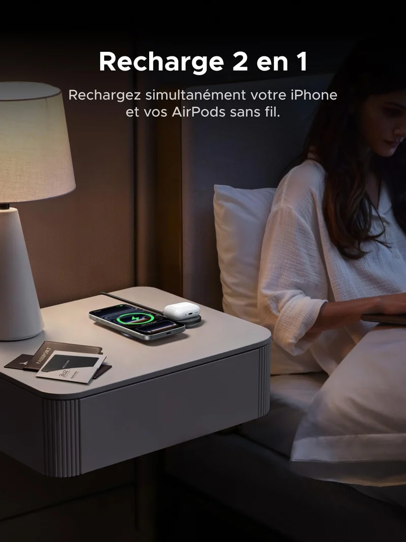 UGREEN MagFlow Chargeur Sans Fil Magnétique (2-en-1 Pliable, Qi2 25 W, Entrée USB-C 30 W)
