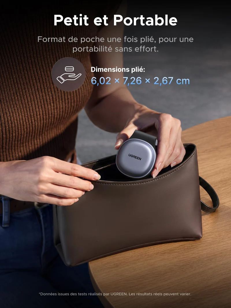 UGREEN MagFlow Chargeur Sans Fil Magnétique (2-en-1 Pliable, Qi2 25 W, Entrée USB-C 30 W)