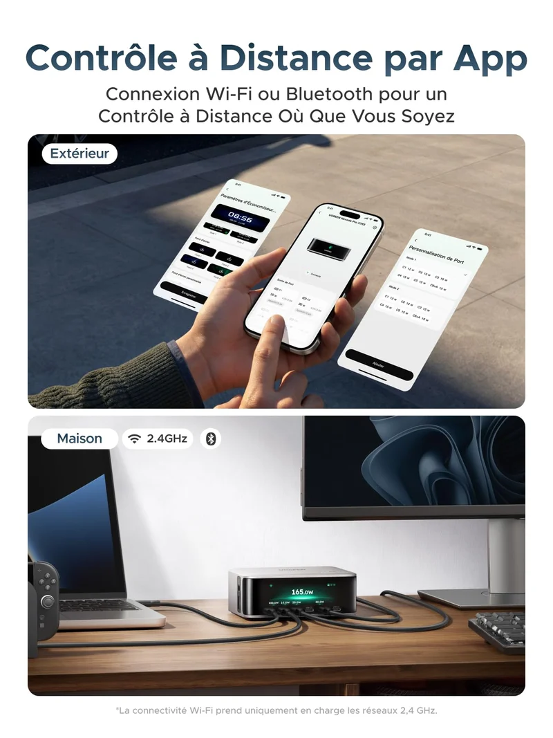 UGREEN Nexode Pro Chargeur de Bureau avec Écran Intelligent (300 W, 8 Ports, GaN, 5 Modes de Charge)