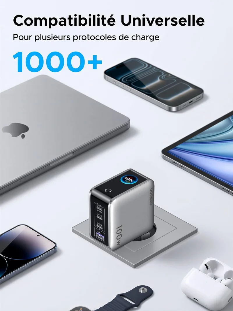 UGREEN Nexode Pro Chargeur avec Écran Intelligent (100 W, 4 Ports, GaN)