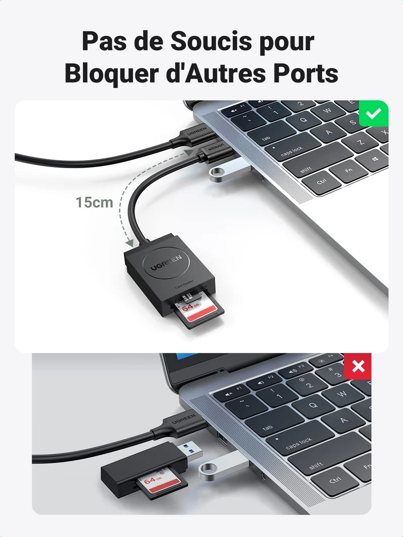 UGREEN USB 3.0 Lecteur de Carte SD Micro SD Adaptateur
