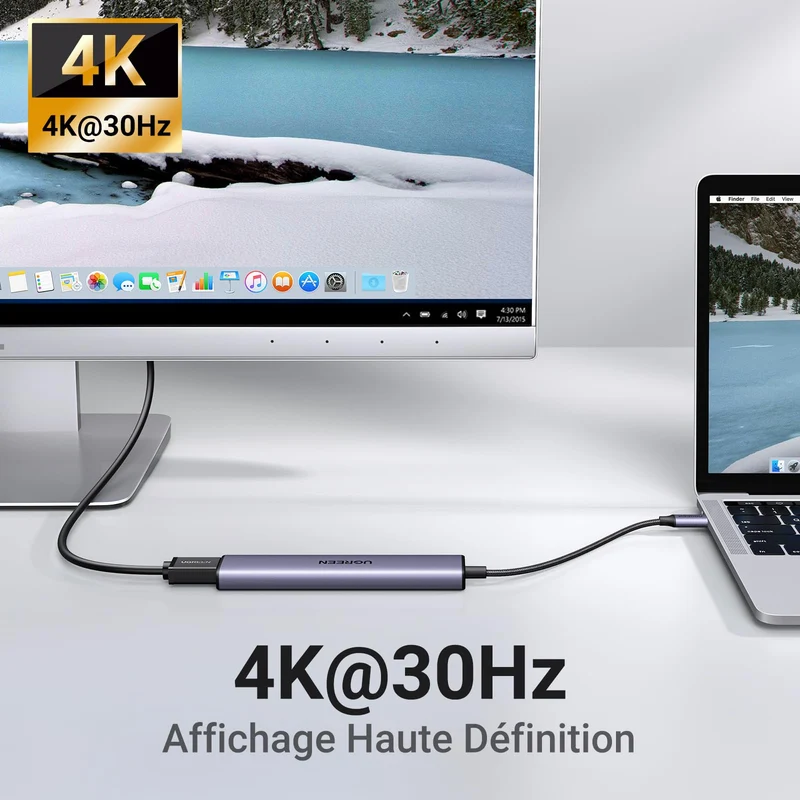 UGREEN Revodok Hub USB C HDMI 4K avec PD Charge 100W Aliment