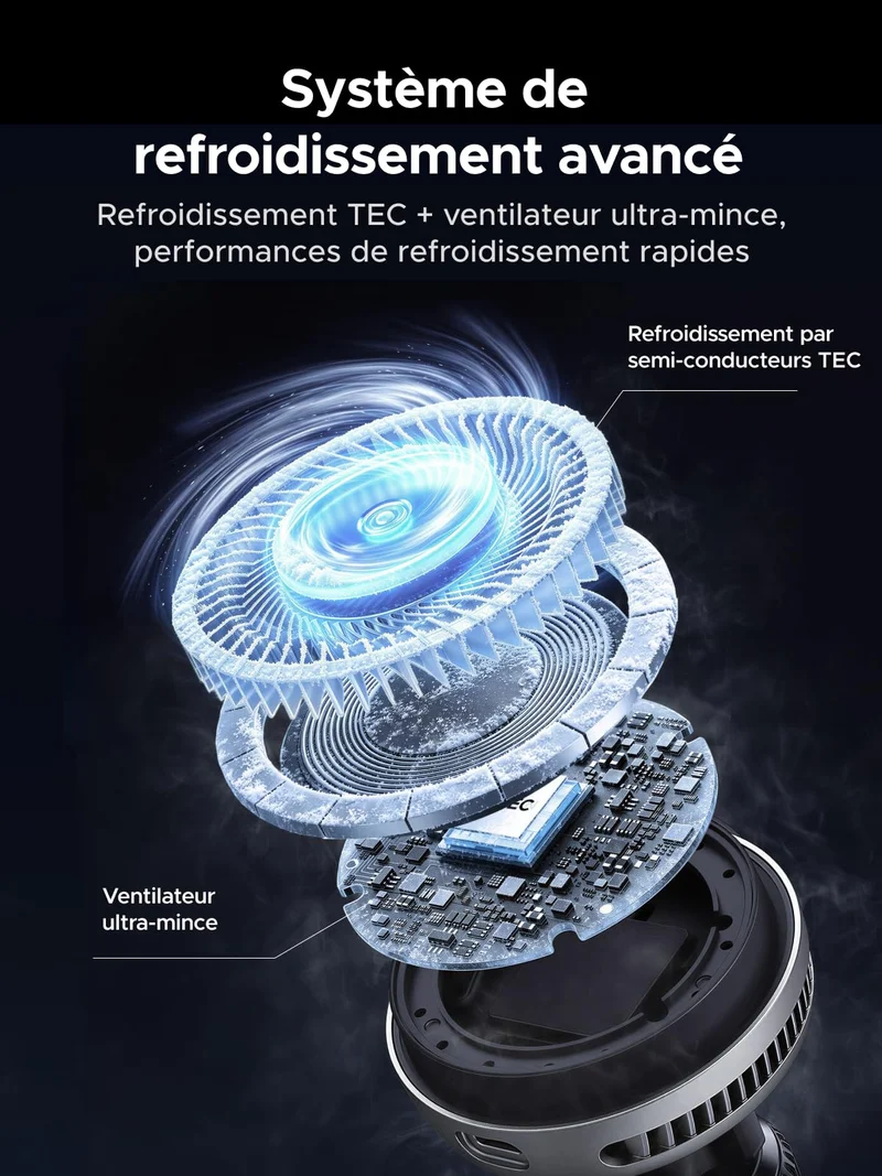 UGREEN MagFlow Pro Chargeur de Voiture Magnétique Sans Fil (Qi2.2 25 W, Système de Refroidissement Triple)