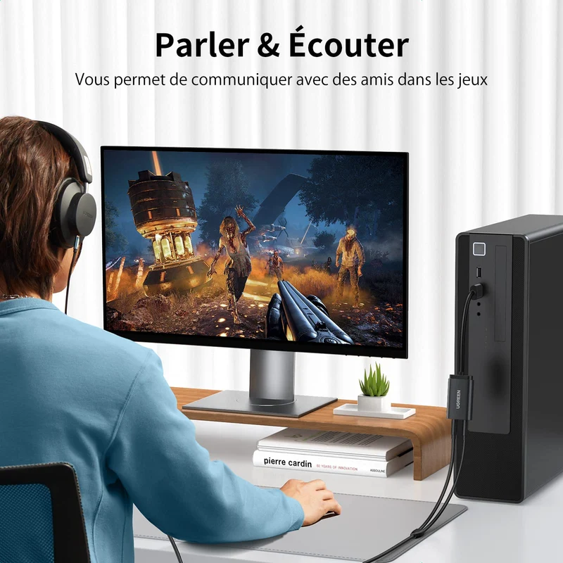 UGREEN Carte Son Externe Adaptateur USB Audio Jack 3,5mm Carte Son USB Plug Play