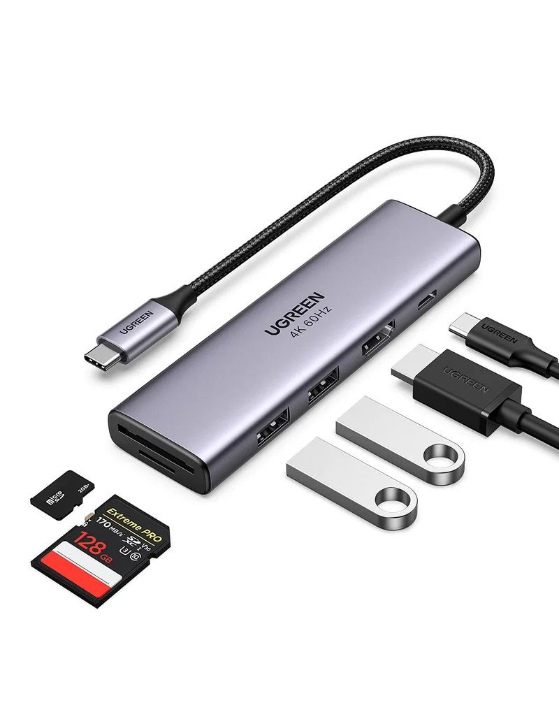 UGREEN Adaptateur Hub USB-C 6-en-1 (HDMI 4K@30Hz, PD 100W)