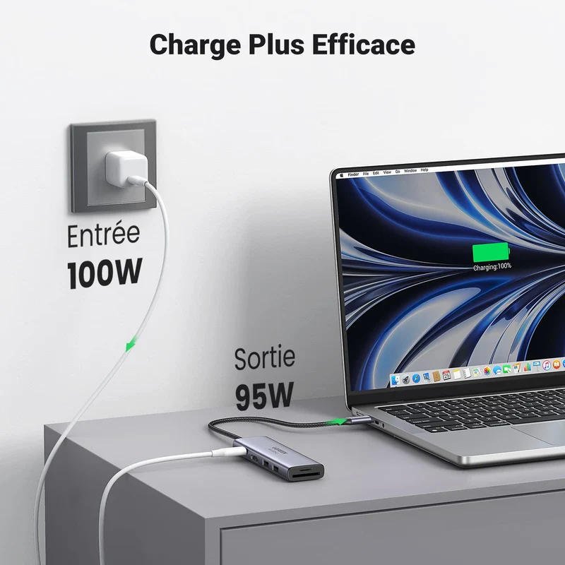 UGREEN Adaptateur Hub USB-C 6-en-1 (HDMI 4K@30Hz, PD 100W)