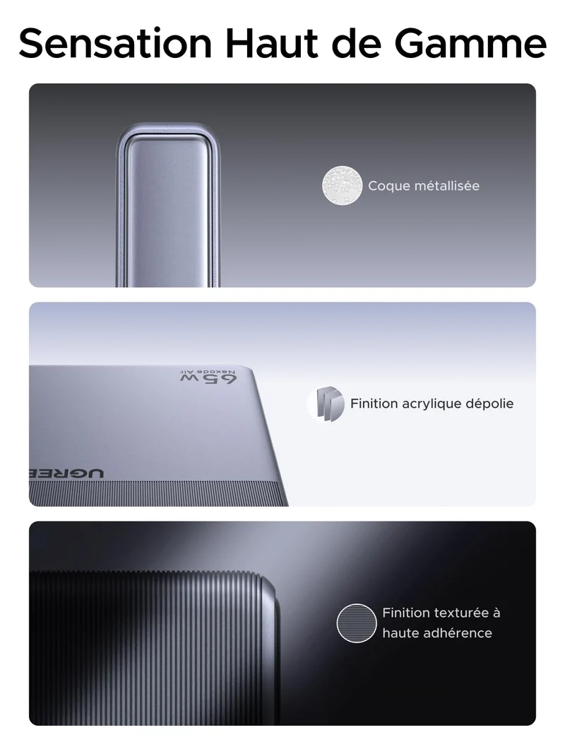 UGREEN Nexode Air Slim Chargeur (65W, 3 Ports, Prise Pliable)