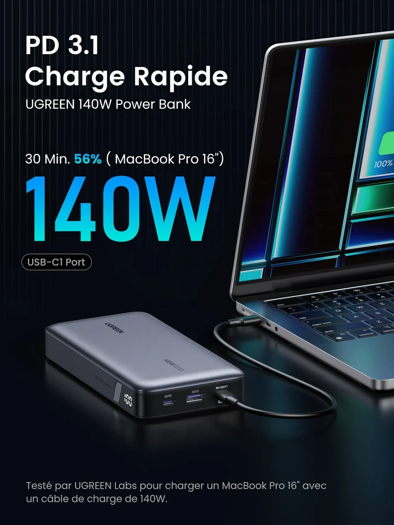 UGREEN Nexode Batterie externe 25000 mAh 145 W
