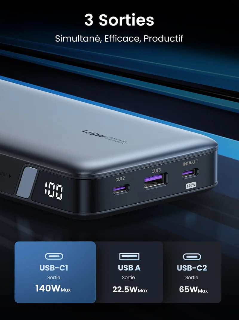 UGREEN Nexode Batterie externe 25000 mAh 145 W