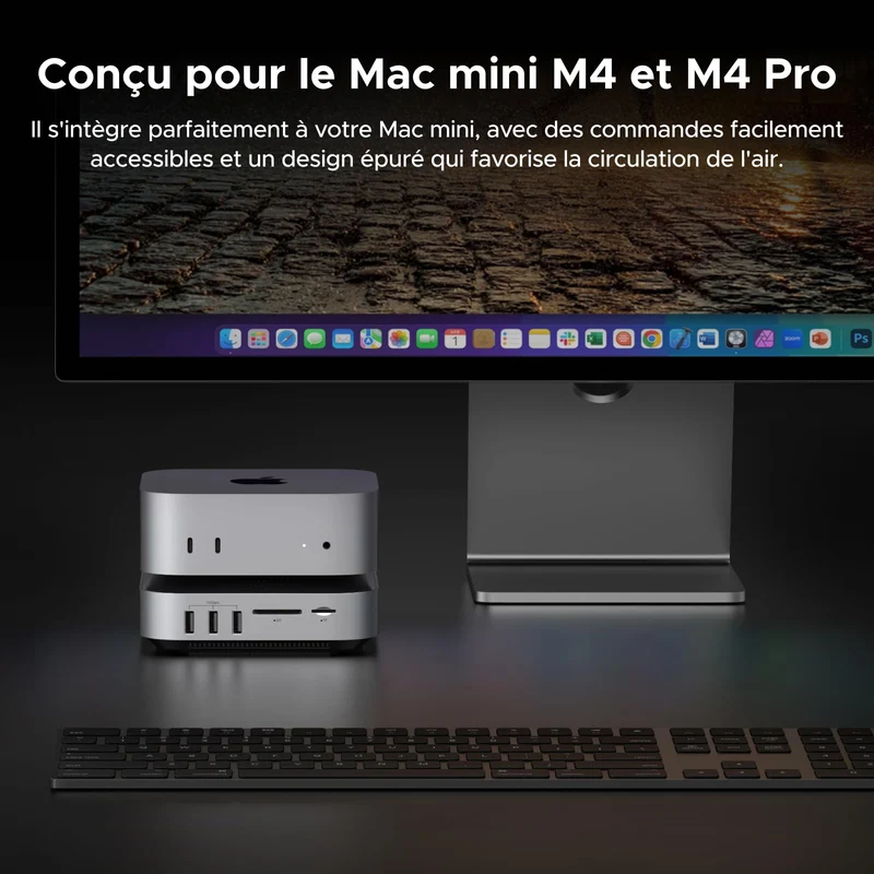 UGREEN Maxidok Station d’accueil Thunderbolt™ 5 10-en-1 pour Mac mini avec slot SSD M.2 NVMe, double affichage 6K pour Mac mini M4/M4 Pro