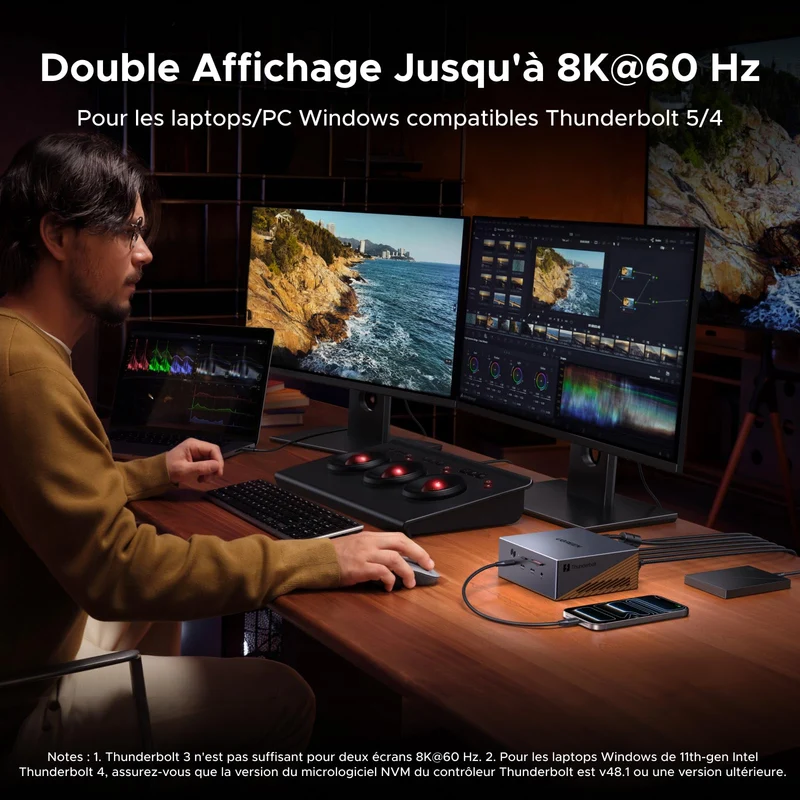UGREEN Maxidok Station d’accueil Thunderbolt™ 5 17-en-1 – 8TB, double affichage 6K/8K pour Mac & Windows