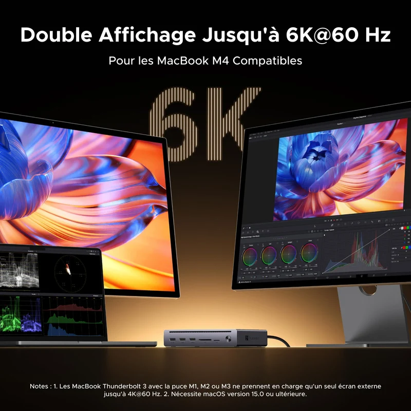 UGREEN Maxidok Station d’accueil Thunderbolt™ 5 10-en-1 avec Ethernet Gigabit – double affichage 6K/8K pour Mac et Windows
