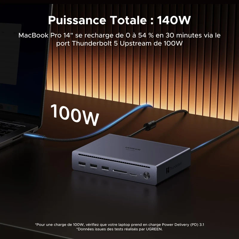 UGREEN Maxidok Station d’accueil Thunderbolt™ 5 10-en-1 avec Ethernet Gigabit – double affichage 6K/8K pour Mac et Windows