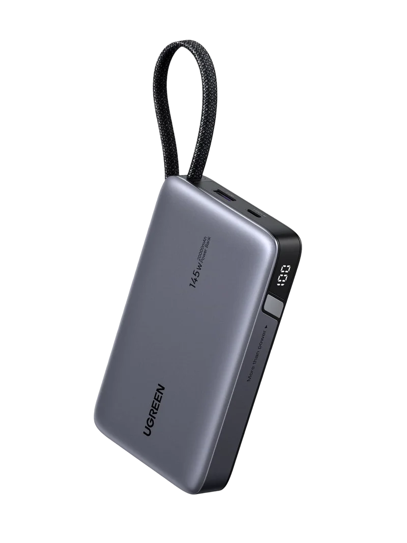 UGREEN Nexode Batterie Externe (20 000 mAh, 145 W, 3-en-1, Câble Intégré, Écran LED)