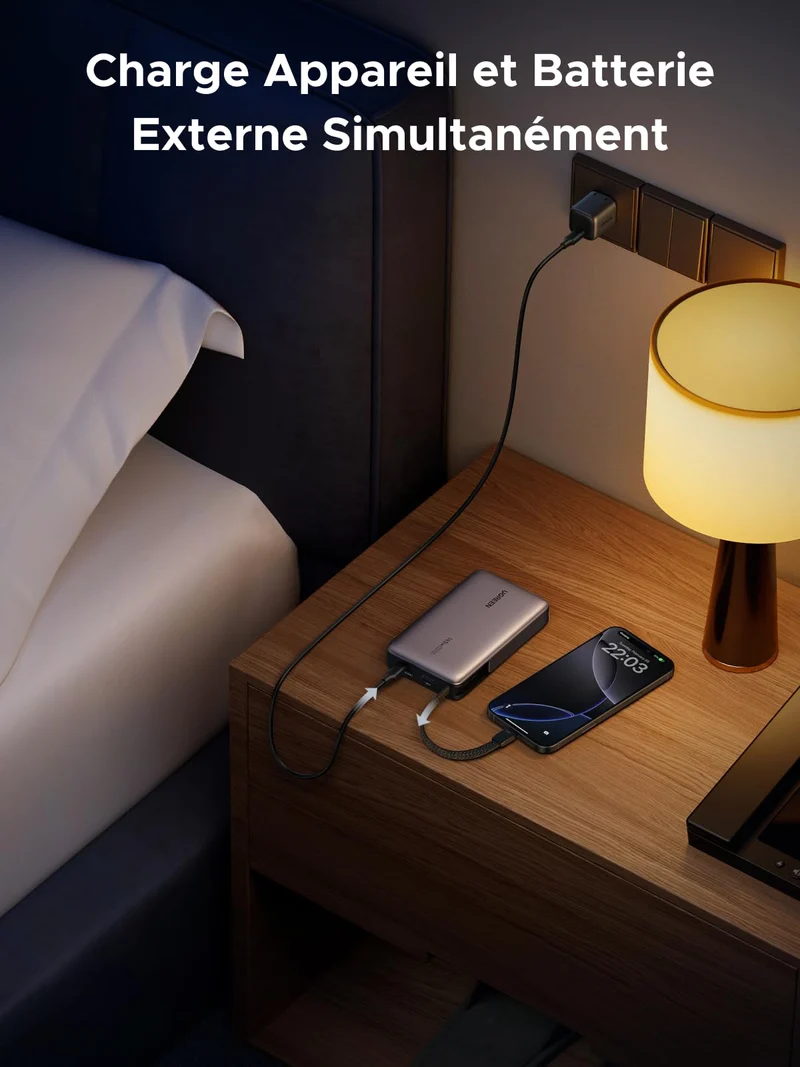 UGREEN Nexode Batterie Externe (20 000 mAh, 145 W, 3-en-1, Câble Intégré, Écran LED)