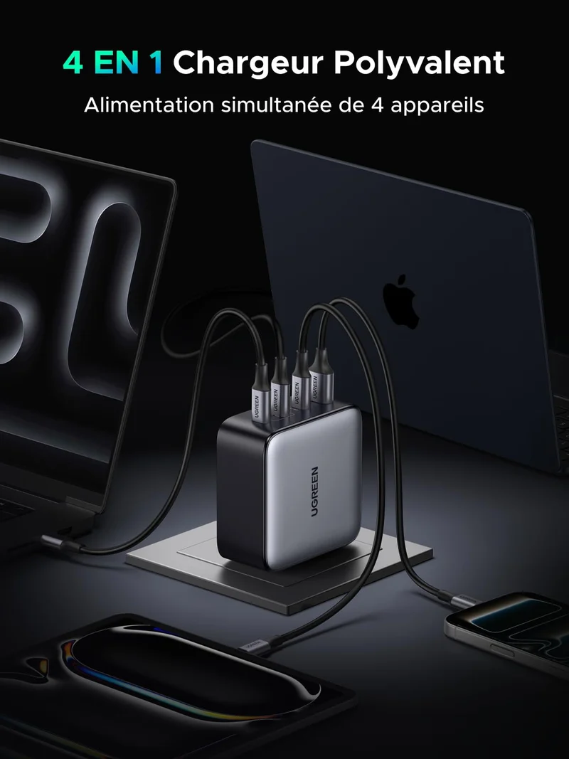 UGREEN Nexode GaN Chargeur USB-C (200 W, PD 3.1 140 W, 4-en-1)