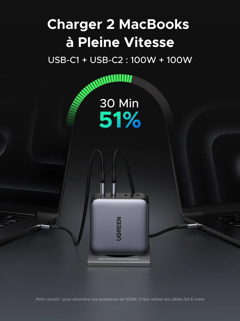 UGREEN Nexode GaN Chargeur USB-C (200 W, PD 3.1 140 W, 4-en-1)
