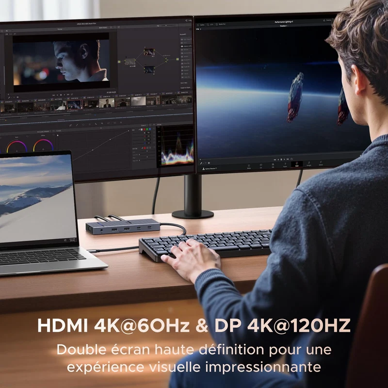 UGREEN Revodok Pro 2111 Hub USB-C 11-en-1 (4K60Hz, DP 4K120Hz, 10 Gbps, PD 100 W)