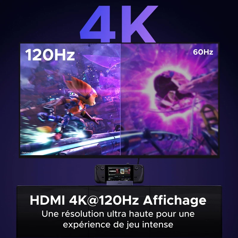 UGREEN Station d’Accueil 6-en-1 pour Steam Deck (4K@120Hz, Ethernet, 5 Gbps, PD 100 W)