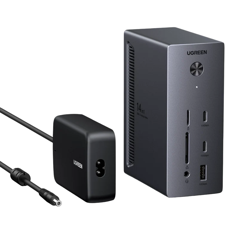 UGREEN Revodok Pro Station d’Accueil USB-C 14-en-1 (2 DP 4K@120Hz, HDMI 4K@60Hz, Triple Affichage, 10 Gbps, PD 100 W)