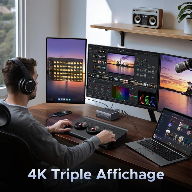 UGREEN Revodok Pro Station d’Accueil USB-C 14-en-1 (2 DP 4K@120Hz, HDMI 4K@60Hz, Triple Affichage, 10 Gbps, PD 100 W)